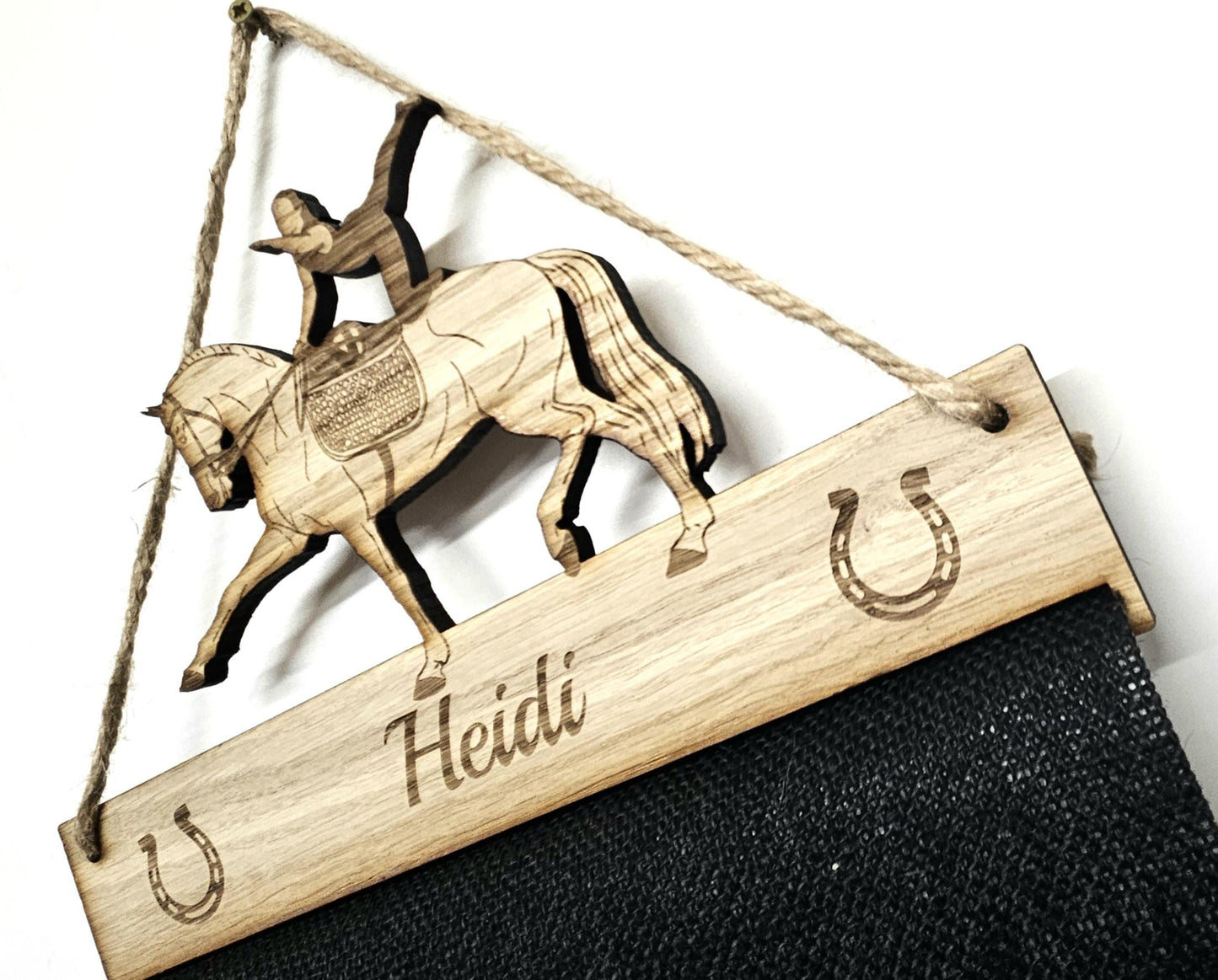 Rosette Holder Equestrian - Personalised 6mm Oak Veneer Horse Pony Hanging Gift