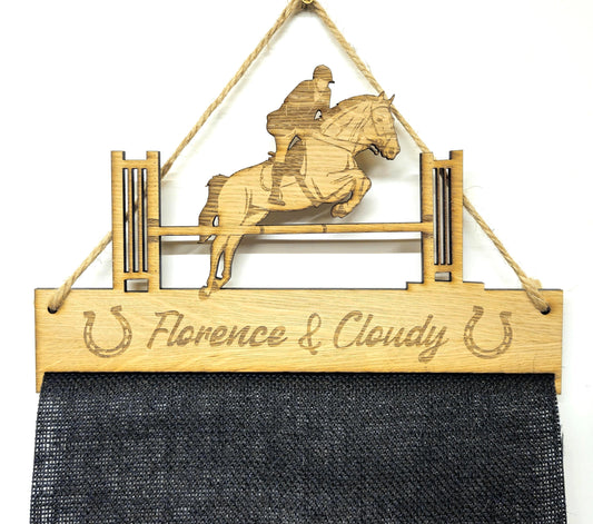 Showjumping Rosette Holder – Personalised Hanging Medal & Rosette Display Gift