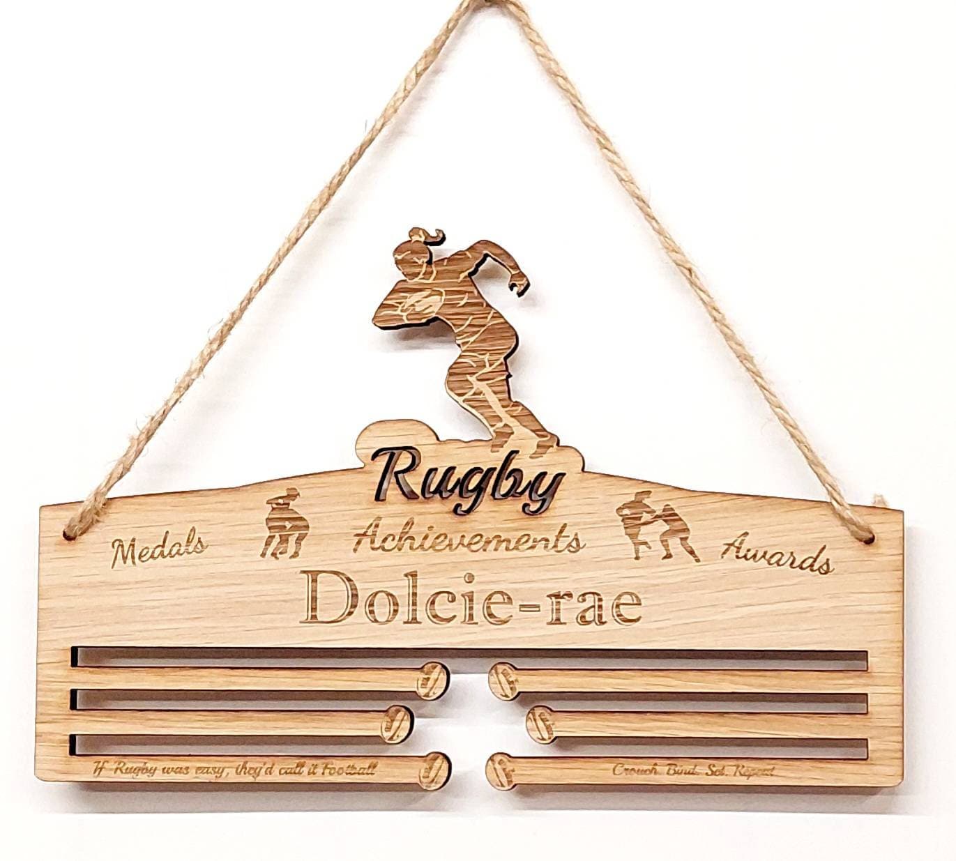 Women’s Rugby Medal Holder – Personalised Medal Display for Girls & Ladies