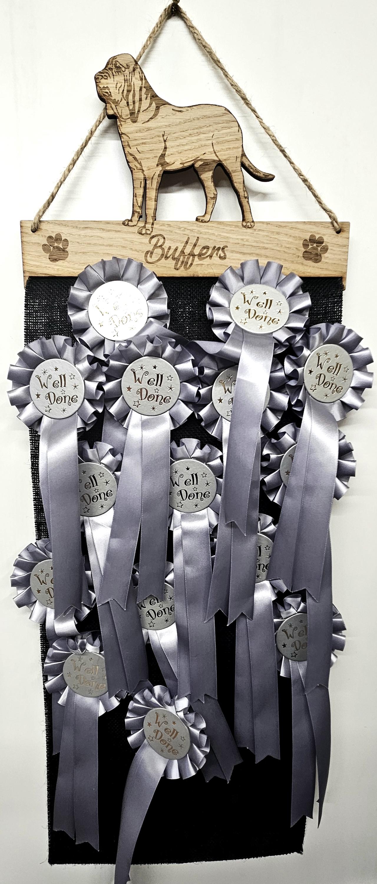 Bloodhound Dog Rosette Holder – Personalised Hanging Medal & Rosette Display