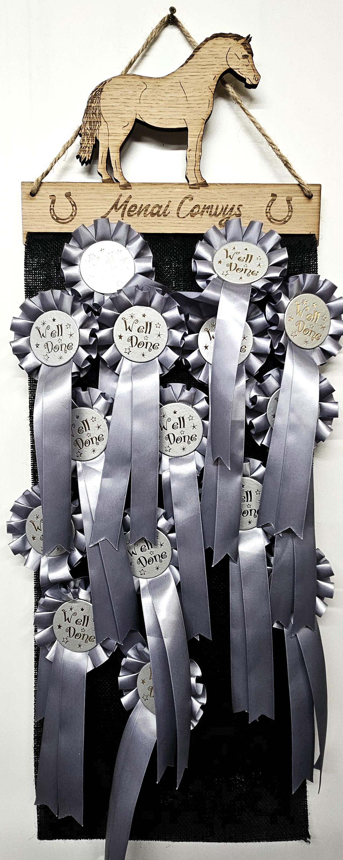 Rosette Holder Welsh Section B - Personalised 6mm Oak Veneer Horse Pony Rosette Hanging Gift