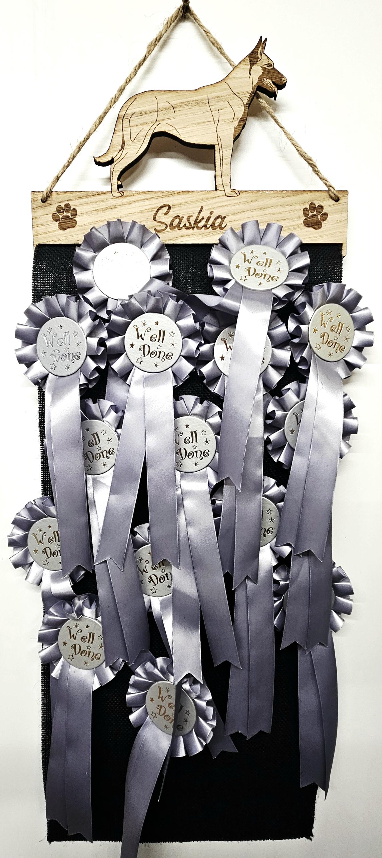 Belgian Malinois Rosette Holder – Personalised Dog & Puppy Medal Display