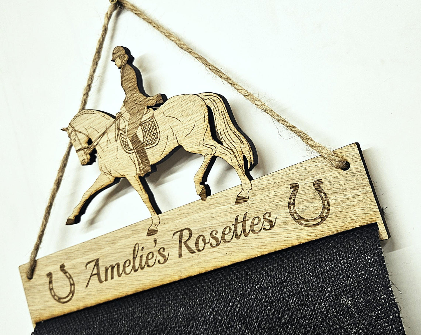 Dressage Horse Rosette Holder – Personalised Hanging Medal & Rosette Display