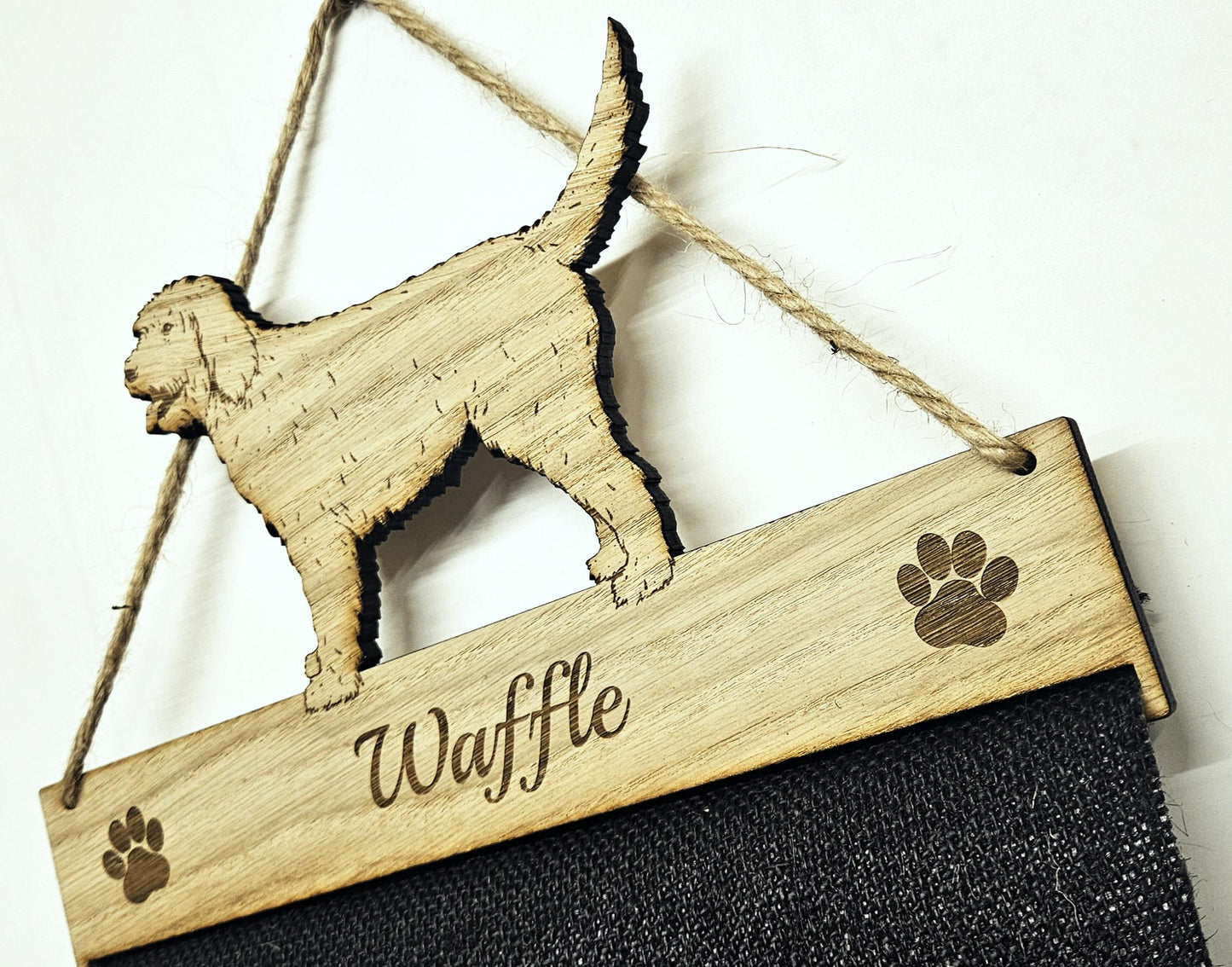 Rosette Holder Cockapoo - Personalised 6mm Oak Veneer Dog Puppy Rosettes Hanging Gift