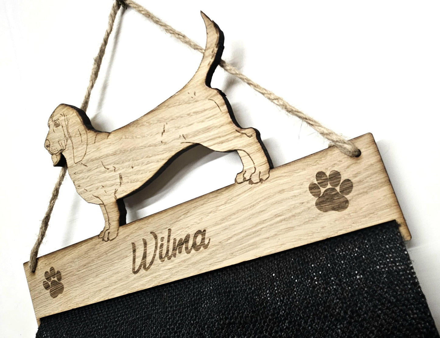Basset Hound Rosette Holder – Personalised Hanging Medal & Rosette Display